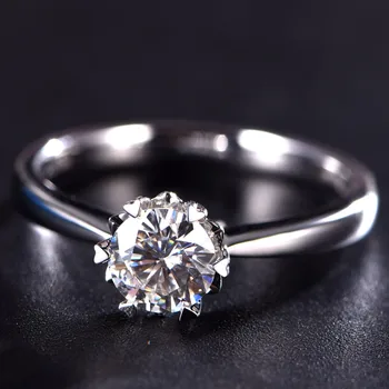 Модерен пръстен от Муассанита Пръстен от Бяло Злато 18 Карата пръстен за Сватба