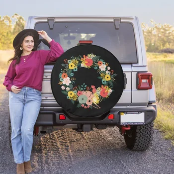 Калъф за гуми на Джип с цветен венец - Калъф за резервни гуми Jeep Wrangler Jeep Liberty, 2021 Bronco, RV, Camper -