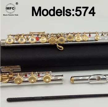 Клуб на Любителите на музика Флейта 574 Гравиране на Ключове за Ръчна Работа с Позлатени Флейта B Краче Отворени Дупки 17 Златни Ключа
