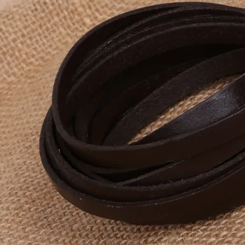 (ширина: 6 мм Дебелина: 2 мм) 3 m/лот Черно Кафяво Въже от Естествена Кожа въртящ се Кабел за Гривни и Колиета Производство на Бижута