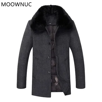 2021 Есенно-зимния Нов Моден Тренд Плюс Бархатное Утолщенное палто на средна възраст, с Много Кожа, Мъжко Бизнес Вълна палто M-4XL
