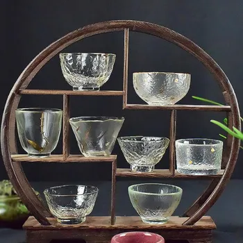 Чаша от Чеканного стъкло, ръчно изработени в японски стил, топлоустойчиви стъклени Чаши за чай кунг-фу, Малки Чаши
