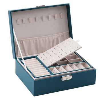 Многофункционална Кутия За Съхранение на Бижута, Изкуствена Кожа, Преносима Опаковъчна Кутия С Кутия, Подарък кутия за бижута, опаковане на