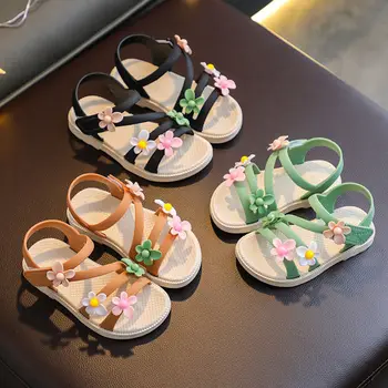 Детски сандали; обувки принцеси за момичета; Сандали с отворени пръсти подметка; Летни детски Нескользящие сандали; Нова мода обувки за 3-9 години