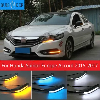 2 бр. LED DRL Дневни Ходова Противотуманный Фенерче С Жълта повратна светлина За Honda Spirior Europe Accord 2015-2017 Отпред