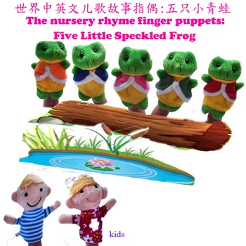 Пальчиковый Куклен Набор от Мини Плюшени Детски Играчки За Момчета и момичета Ранно Детство Рими История на Пет малки пъстри жаби S23