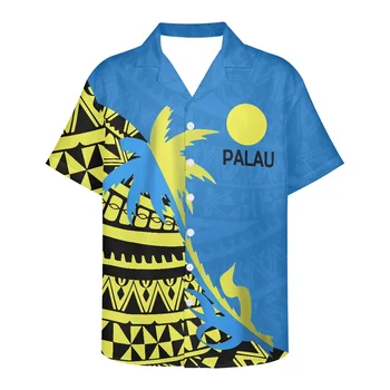 Полинезия Е Традиционна Модни Дрехи За Мъже Лятна Мъжки Палау Лого Печат Пясъчен Плаж Риза Против Бръчки За Мъже С Къс Ръкав Копчета Sh