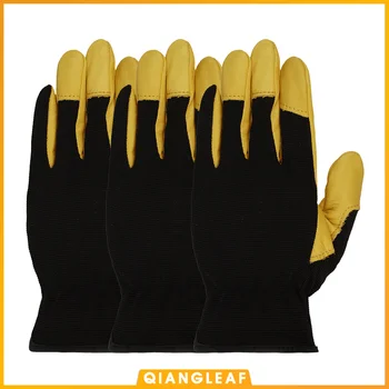 Qiangleaf 3 бр. Работни Ръкавици За Механично Обслужване, Мъжки Предпазни Защитни Ръкавици От Телешка Кожа, модерен спортни ръкавици 9530NP