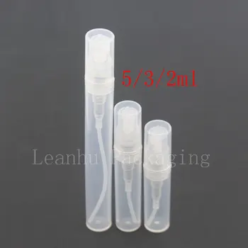 флакон за парфюмерийната дръжки обем 2 ml, 3 ml, 5 ml със спрей, е мини-пластмасова бутилка за пръскане парфюмерного мъгла, флакони за Многократна употреба за Перумовых дръжки