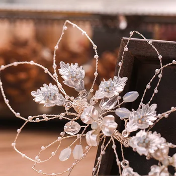 Кристална лист изискана сватба превръзка на главата, ръчно изработени сватбена прическа на сватбени аксесоари