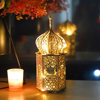 Мюсюлманският Рамазан Ейд ал-Фитр сам декоративни светлини азбука дворец led дървена Рамадан занаяти моделиране светлини Материал: дърво Тегло