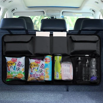 Универсален Авто Кола Органайзер В Багажника На Задната На Задната Седалка Чанта За Съхранение На Окото Мрежест Джоб Държач За Напитки