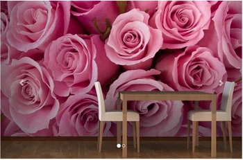Изработена по поръчка на стенни картини papel DE parede с цветен модел, Розова Роза, използвана в хола, спалнята, на стената за телевизор, vinyl рисувани стенни papel DE parede