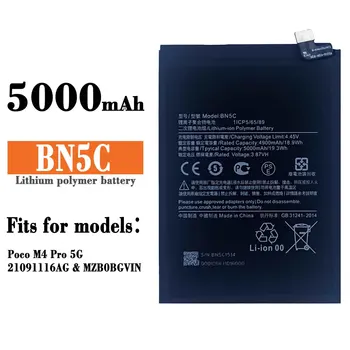100% Оригинален 5000 ма Висококачествен Сменяеми батерии За Xiaomi MIUI Poco M4 Pro 5G BN5C Голям Капацитет Вградени Нови Батерии