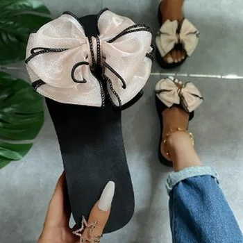 2022 Новите Модни Летни дамски чехли, чехли с цветя модел, Ежедневни Нескользящие Сандали, Плажна дамски обувки с отворени пръсти