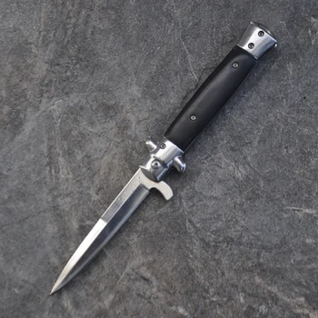 Кафяв/Черен Сгъваем нож с острие, ножове с висока твърдост, дървена дръжка + неръждаема стомана, походный нож, ножове за оцеляване