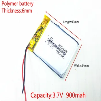 3,7 На 900 mah батерия 603443 Литиево-Полимерна Li-Po йонна PLIB Акумулаторна Батерия За Mp3 MP4, MP5 GPS мобилна електронна част