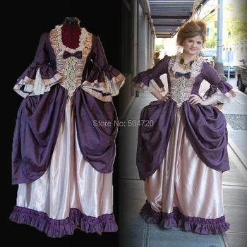 Специално подбран! лилава Кралската френска херцогинята на 18-ти век, Ретро средновековен Ренесансов Театър Реконструкция на Гражданската война Викторианска рокля HL-433