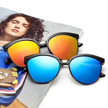 Реколта Черни Слънчеви Очила Дамски Котешко Око Слънчеви Очила за Жени Цветните Лещи Огледало Дамски Слънчеви Очила Дамска Мода на Марката Дизайн Oculos