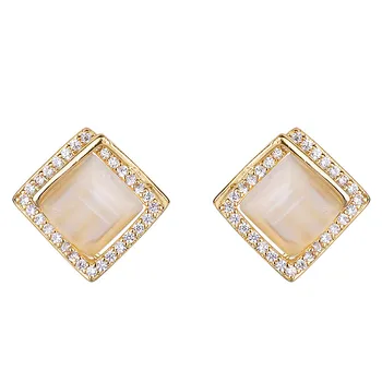 Модни реколта квадратни опаловые кристални котешко око скъпоценни камъни диаманти обици-карамфил за жени и момичета от 14 До златист цвят бижута и аксесоари
