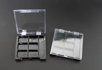 50шт 12 г Козметични пластмаса окото калъф с прозрачен капак и черни матрицата кутии за руж / 12 г козметична опаковка за прах supplie