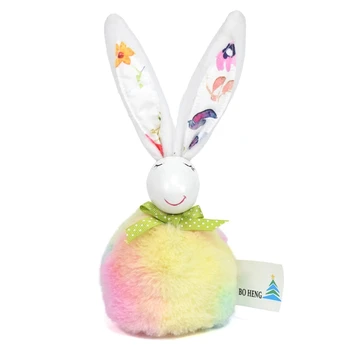 Пролетен Великденски Заек Бижута Ръчно изработени от Плат на Пъстри Плюшено Зайче Кукла Мека Играчка Начало Декор Подарък За Рожден Ден, за Малки Деца