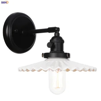 IWHD Японски Стил Керамични LED монтиран на стената Лампа Fixitures Огледало За Баня Ключ Стълби Wandlamp Черен Метален Стенен Лампа, Стенни Осветление