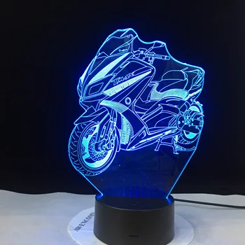 Модел на Мотоциклет Светещ 3D Илюзия Led Лампа Цветен Сензорен лека нощ Светкавица Осветление Светещи в Тъмното Двигателни Играчки Дропшиппинг