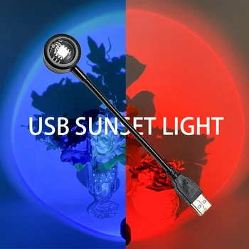 Мини USB Залез Лампа LED Модел Проектор нощна светлина Проекция на Слънцето Настолна Лампа за Спални Бар кафе-сладкарница Стенен Декор Осветление