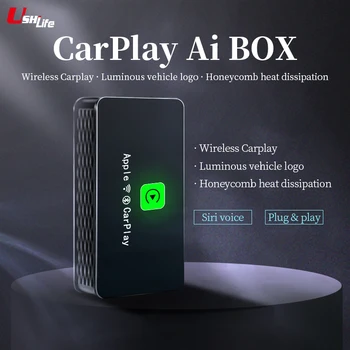 Активатор Ключ Ushi Wireless Carplay AI Box За 98% + Модели автомобили, свързани към безжична Мрежа С логото на Carplay Plug And Play Car Smart Box