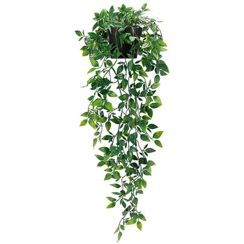 1 Опаковка Изкуствени Висящи Растения Фалшиви Растения в Саксии за Вътрешно Външно Стенен Декор Рафтове