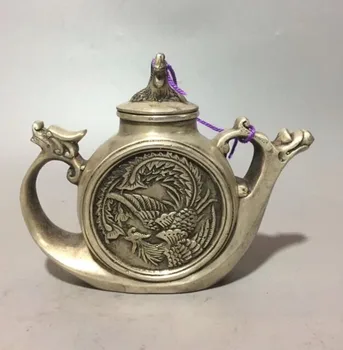 Архаизированный бял меден чайник с дракон фениксом